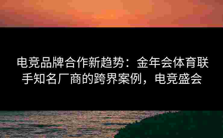 电竞品牌合作新趋势：金年会体育联手知名厂商的跨界案例，电竞盛会
