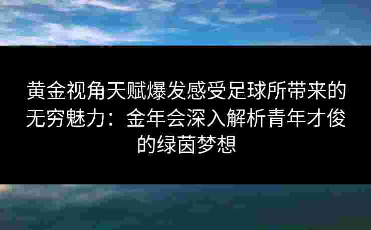 黄金视角天赋爆发感受足球所带来的无穷魅力:金年会深入解析青年才俊的绿茵梦想 黄金视角天赋爆发感受足球所带来的无穷魅力:金年会深入解析青年才俊的绿茵梦想